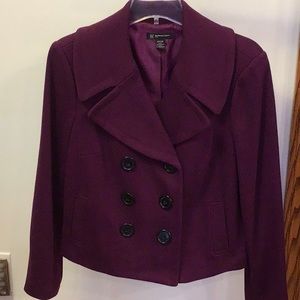 INC purple eggplant color pea coat